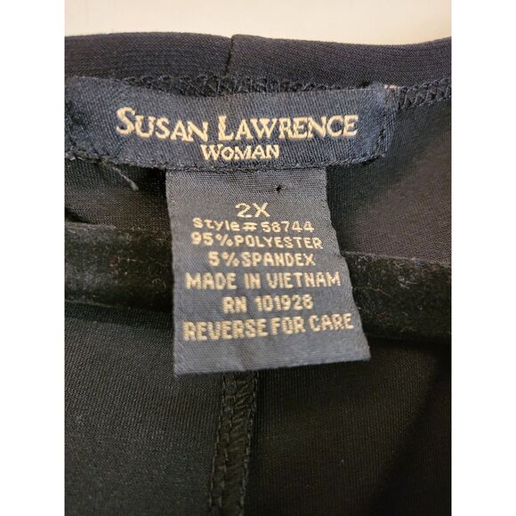 NWOT Susan Lawrence Black Beaded V Neck 3/4 Sleeve Tunic Top Women Size 2x. - Picture 3 of 5